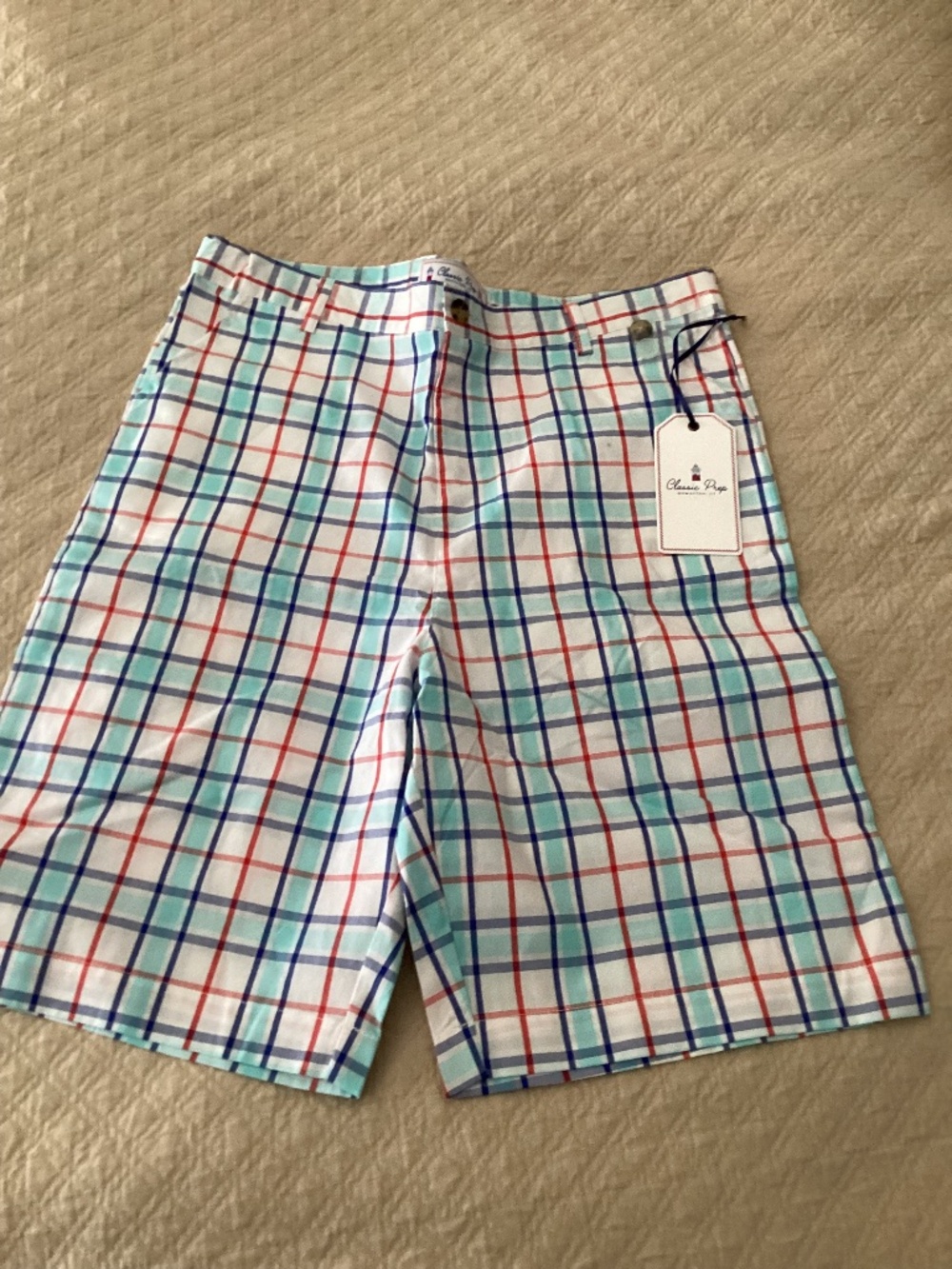 Classic prep nwt boys size 14 checkered multi color cotton short